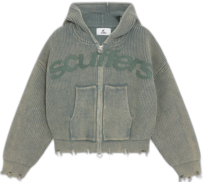 Buzz Dusty Green Knit Zipper