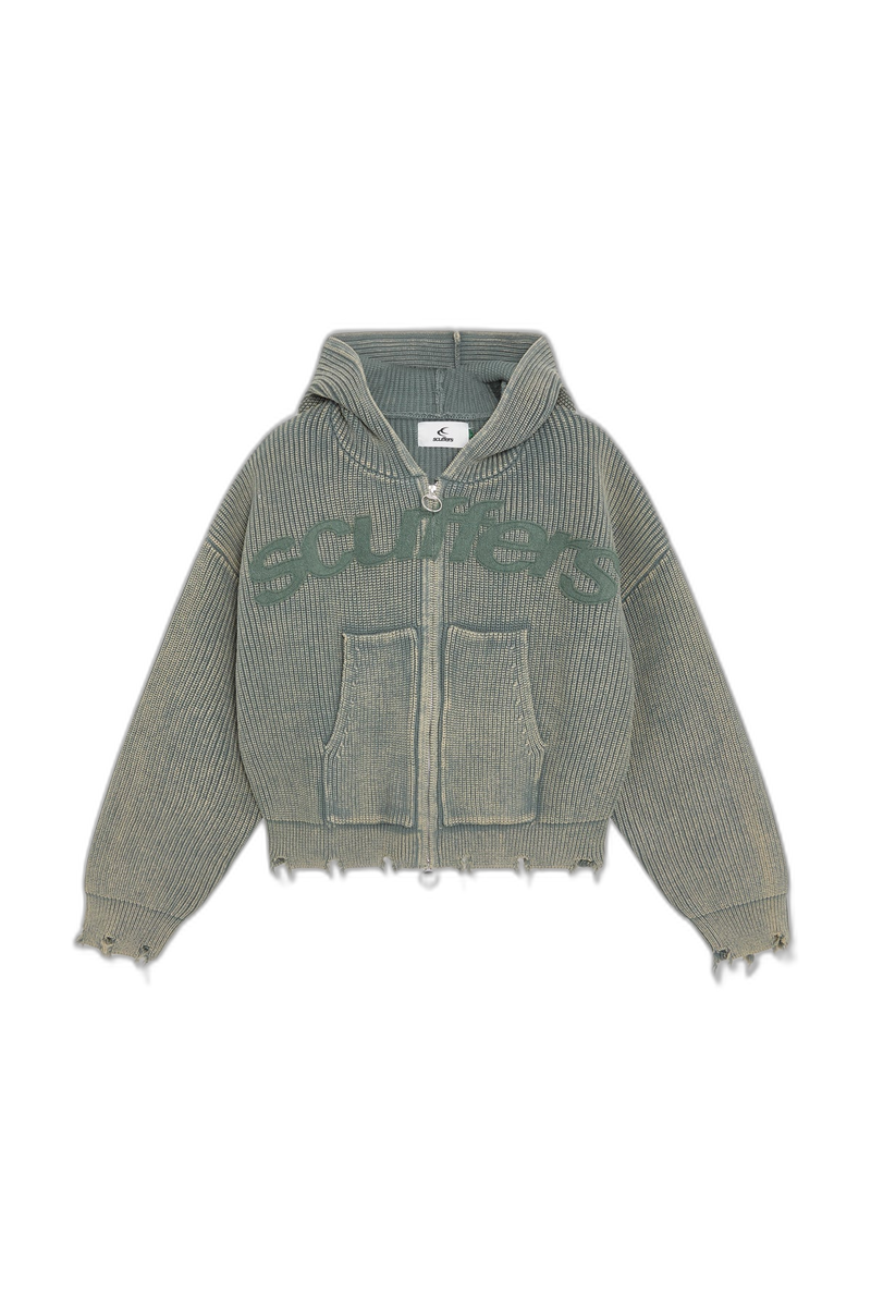 Buzz Dusty Green Knit Zipper