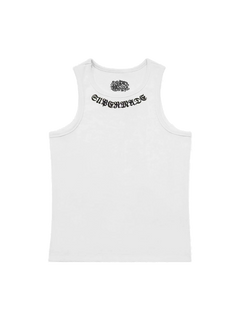 Gothic Lettering Embroidered Ribbed Vest