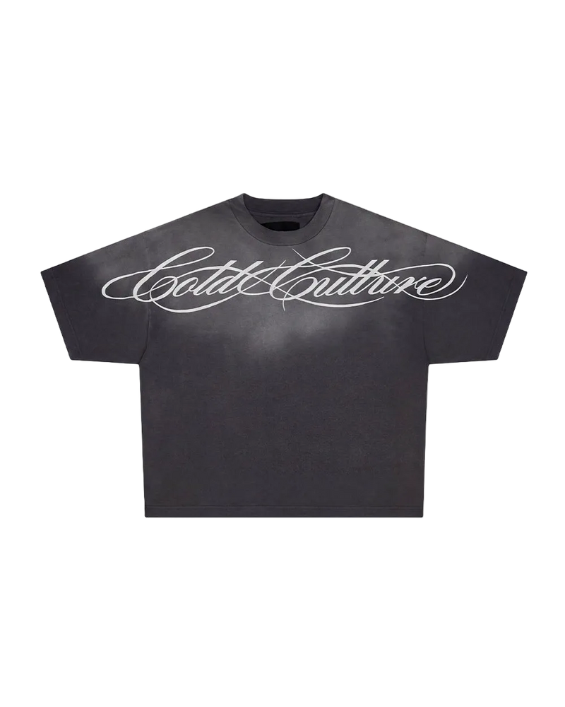 CROSSED SCRIPT TEE BLACK