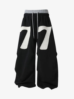 Double-Waisted Ruched Sweatpants - Negro
