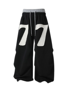 Double-Waisted Ruched Sweatpants - Negro