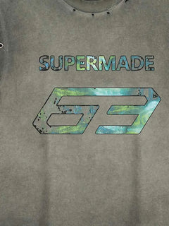 Vintage Washed 63 Graphic Sleeveless T-Shirt - Gray-Green