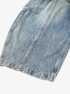 Vintage Cargo Pocket Washed Barrel Jeans - Azul