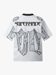 Jersey Style Snake Print T-Shirt - Blanco