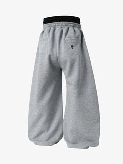 Double-Waisted Ruched Sweatpants - Flower Ash