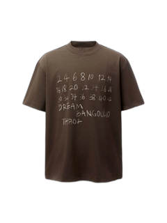 Hand-Drawn Numeric Jersey T-Shirt - Coffee