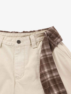 Sash-Belt Curved Balloon Pants - Khaki