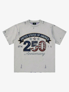 Rhinestone 250 Ripped Washed T-Shirt - Albaricoque