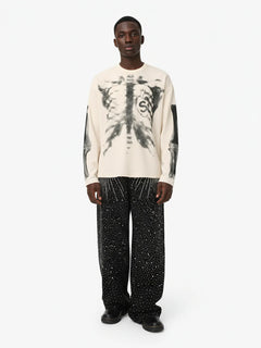 Skeleton Graphic Waffle Sweatshirt - Albaricoque