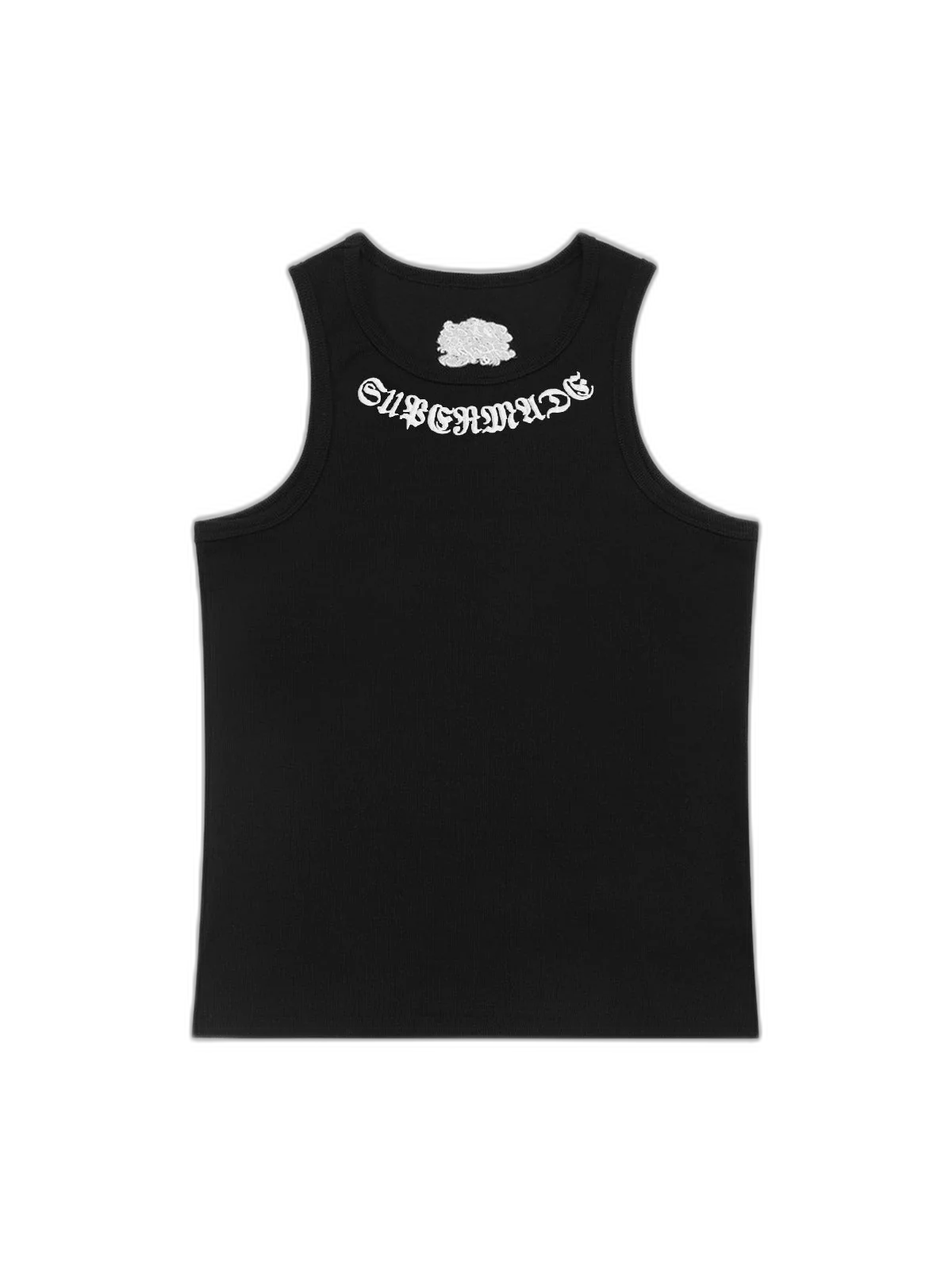 Gothic Lettering Embroidered Ribbed Vest