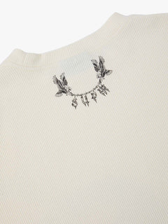 Waffle Thorn Print Sleeveless T-Shirt - Off-White
