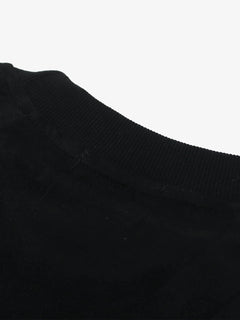 Suede Panel Embroidered Logo Short Sleeve T-Shirt - Negro