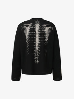 Skeleton Graphic Waffle Sweatshirt - Negro