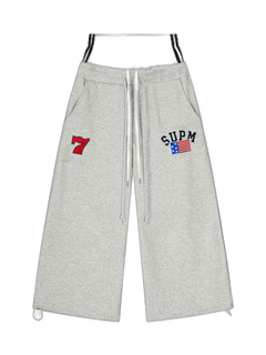 Vintage Paratrooper Layered Look Sweatpants - Light Gray