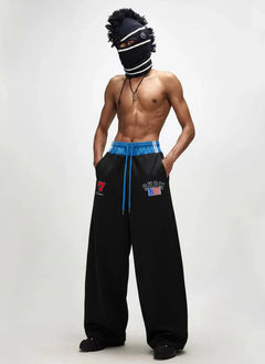 Vintage Paratrooper Layered Look Sweatpants - Negro