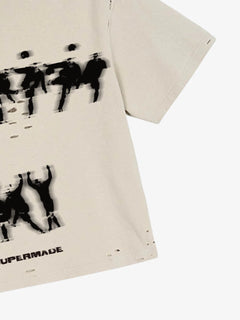 Vintage Soccer Motion Graphic T-Shirt - Albaricoque