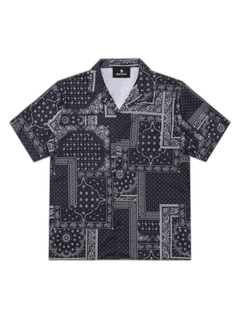 Vintage Bandana Patchwork Cuban Shirt - Negro