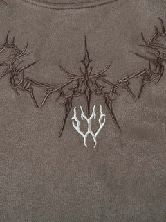 Suede Thorn Embroidered Vest - Coffee