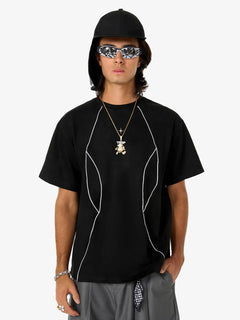 Functional Deconstructed Split Short-Sleeved T-Shirt - Negro
