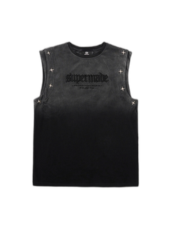 Jersey Knit Gradient Embroidered Stars Tank Top - Negro