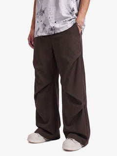 Woven Retro Cleanfit Pleated Drape Pants - Coffee