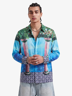 Vintage Roman Pillar Seascape Shirt - Photo Color