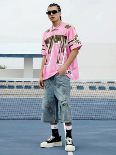 Pink Flame Print Jersey T-shirt - Rosa