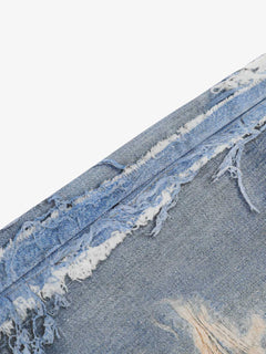 Retro Deconstructed Denim Shorts - Azul
