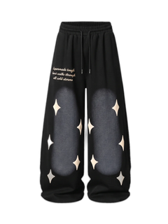 Spray Paint Star Print Distressed Sweatpants - Negro