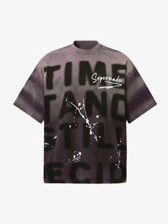 Ink Splash Letter Print T-shirt - Morado