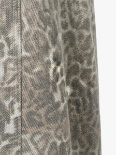 Street Leopard Camouflage Pleated Barrel Jeans - Leopardo