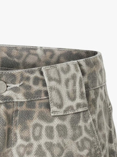 Street Leopard Camouflage Pleated Barrel Jeans - Leopardo