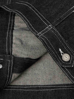 Rhinestone Thorn Graphic Denim Jacket - Gray Black