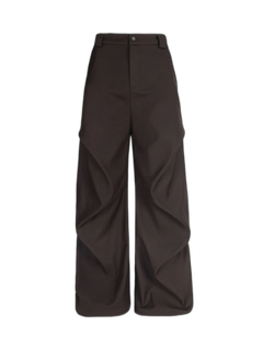 Woven Retro Cleanfit Pleated Drape Pants - Coffee