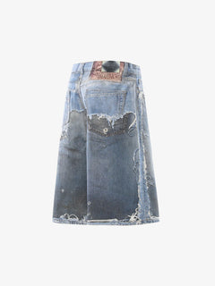 Retro Deconstructed Denim Shorts - Azul