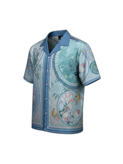 Porcelain Floral Cuban Collar Shirt - Photo Color