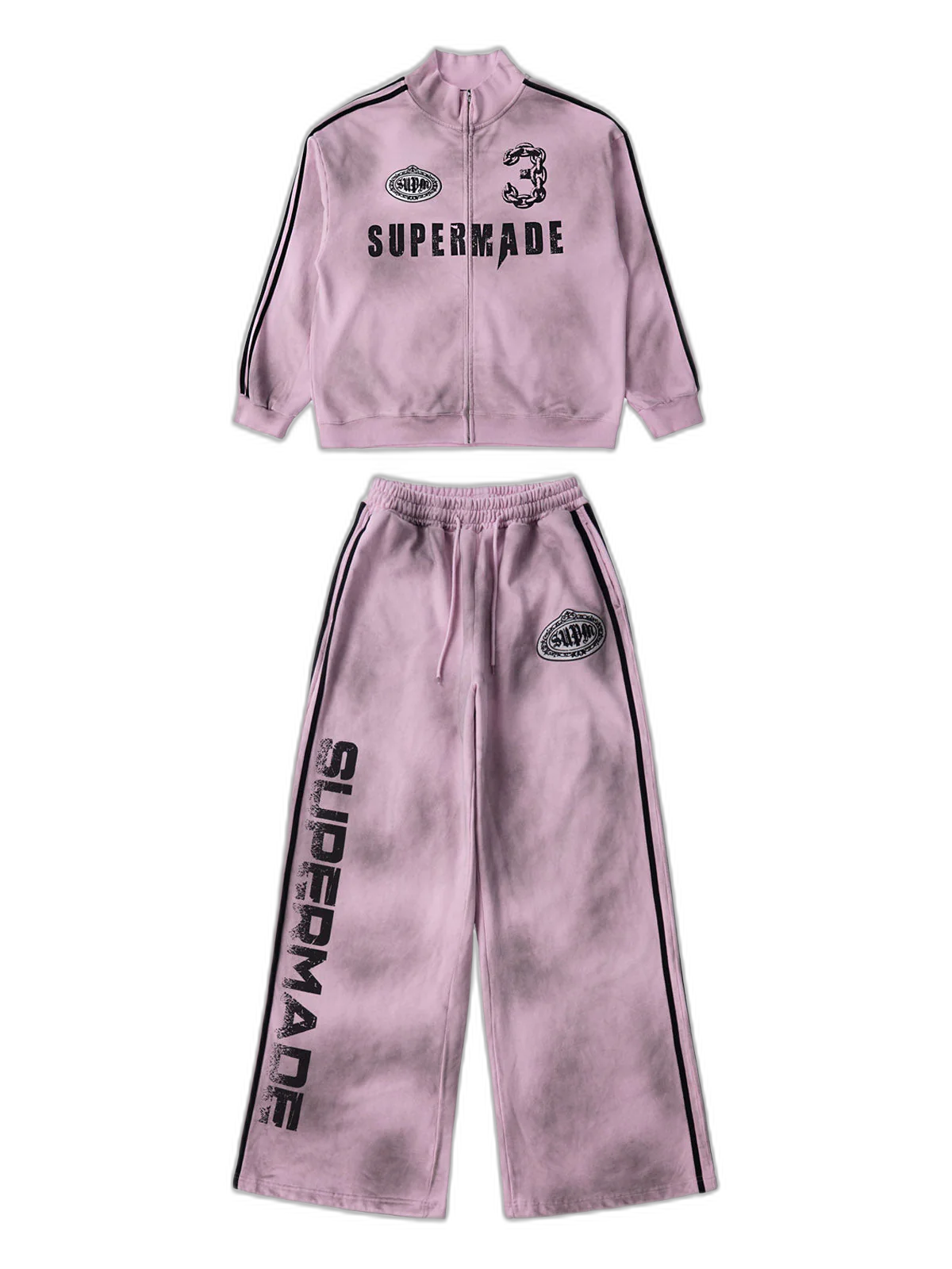 Supermade Vintage Distressed NO.3 Stand Collar Tracksuit