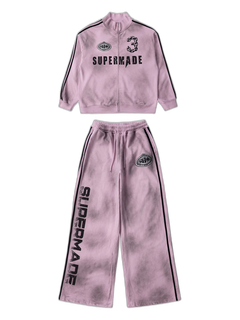 Supermade Vintage Distressed NO.3 Stand Collar Tracksuit - Rosa