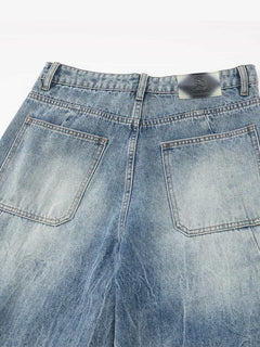 Vintage Cargo Pocket Washed Barrel Jeans - Azul
