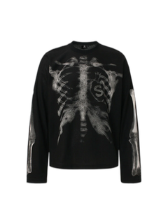 Skeleton Graphic Waffle Sweatshirt - Negro