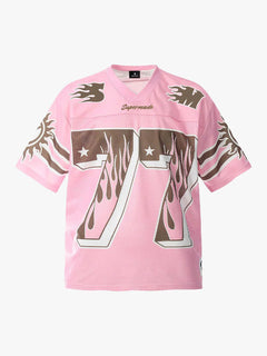 Pink Flame Print Jersey T-shirt - Rosa