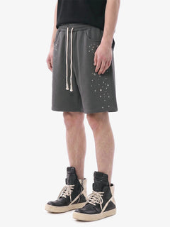 Studded Jersey Sweat Shorts - Flower Ash
