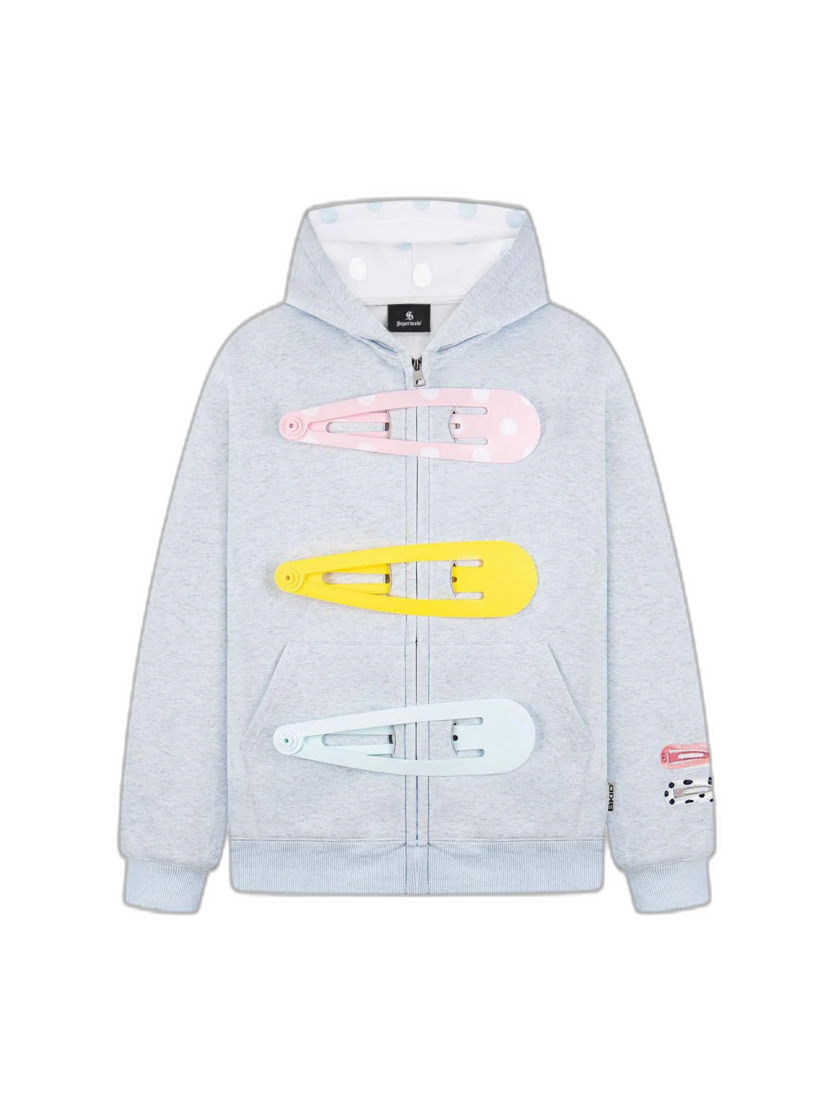 Detachable Hair Clip Decoration Zip Up Hoodie