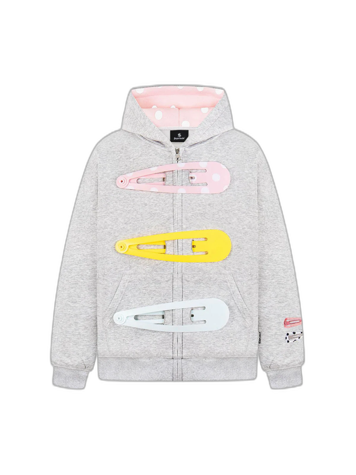 Detachable Hair Clip Decoration Zip Up Hoodie