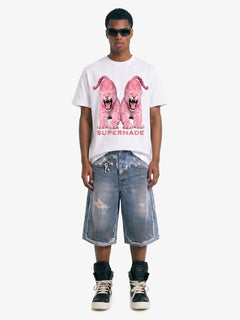 Retro Deconstructed Denim Shorts - Azul