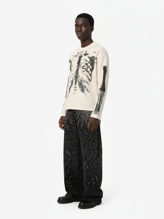 Skeleton Graphic Waffle Sweatshirt - Albaricoque