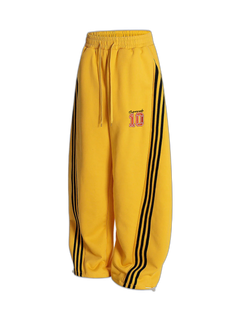 Fleece Vintage Side Stripe Drape Paratrooper Machete Wide Leg Pants - Amarillo
