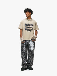 Spiked Teeth Graphic T-Shirt - Albaricoque