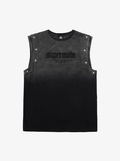 Jersey Knit Gradient Embroidered Stars Tank Top - Negro